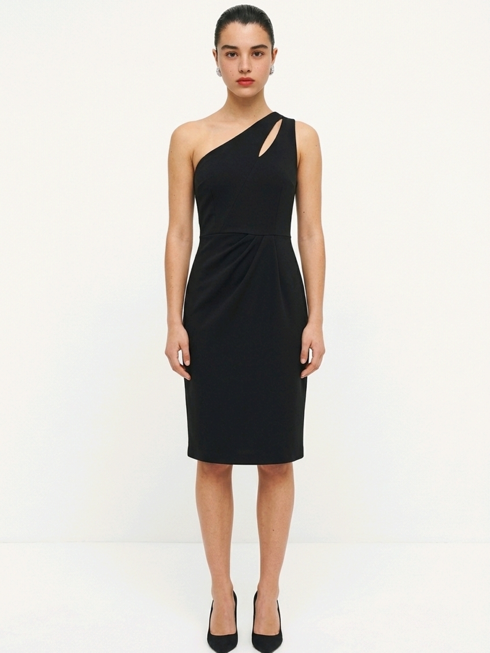 One-Shoulder Black Asymmetrical Dress with Cutout Detail Event Ready NWT Small - Picture 4 of 12